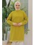 Kolları Ribanalı Arkadan Uzatmalı Basic Tunik-Fıstık Yeşil 25YT449 2