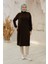 Kolları Ribanalı Yarım Fermuarlı Tunik-Kahverengi 24KT436 1