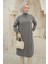 Kolları Ribanalı Yarım Fermuarlı Tunik Gri 24KT436 3