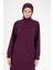 Kolları ve Yakası Ribanalı Yarım Fermuarlı Tunik-Mürdüm 25YT437 4