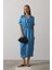 Beli Lastikli Elbise - Mavi 1
