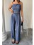 Tencel Crop Askılı Bluz - Şalvar Pantolon Tk - Indigo 3
