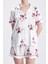 Kadın Kısa Kol Şortlu Pijama Takımı Kız Bebek Desenli Yazlık Rahat Ev Giyim 2