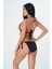 2025 Kreasyonu Çiçek/siyah Beyaz Çizgi Desenli Üçgen Kaplı Bikini Takımı 2