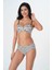 2025 Kreasyonu Beyaz, Siyah Çizgili, Drape Bikini Takımı 1