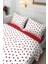 Beyaz-Kırmızı Kalp Desenli Çift Kişilik Nevresim Takımı 1