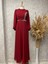 25Y4636 Elbise Abiye Şifon Bel ve Göğüs Taş Işlemeli - Tane - 25Y4636 - Bordo - 42 2