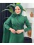 25Y4672 Elbise Abiye Janjan Kumaş Ön Dropeli Omuz Gül Detaylı - Tane - 25Y4672 - Yeşil - 38 1