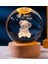 Dekoratif Ayıcık Tasarımlı Ahşap Altlıklı Işıklı Cam Küre Büyük Boy Cam:8cm Ahşap:2cm 1