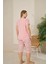 Polyviskon Kumaş Büyük Beden Pembe Pijama Takımı - 7345 2