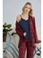 Kadın Milan Kumaş Baskılı Sabahlıklı Askılı Kırmızı Pijama Takımı - 7570 1
