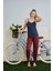 Kadın Milan Kumaş Baskılı Sabahlıklı Askılı Kırmızı Pijama Takımı - 7570 4
