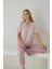 Kadın Ring Viskon Kumaş V Yaka Kısa Kollu Pijama Takımı - 9565 2
