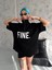 Unisex Baskılı Yarım Fermuarlı T-Shirt - Siyah 4