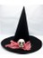 Siyah Renk Pembe Duvaklı Kuru Kafa Temalı Cadı Şapkası 35X38 cm 1