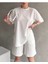 Kadın Modal Kumaş Oversize Kısa Kollu Kadın Eşofman Takımı, Şortlu, Bağcıklı Yumuşak Kumaş 4