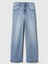 Kadın Mavi High Rise Wide-Leg Crop Jean Pantolon 2