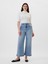 Kadın Mavi High Rise Wide-Leg Crop Jean Pantolon 4