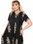 Butik Siyah Pano Desen Asimetrik Kısa Kollu Elbise 5