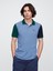 Erkek Mavi Colorblock Stretch Pique Polo T-Shirt 1
