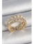 Pirinç Gold Renk 2'li Zirkon Taşlı ve Incili Ayarlanabilir Kadın Yüzük - TJ-BYK3721 1