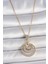 316L Çelik Gold Renk Zirkon Taşlı Madalyon Model Kadın Kolye - TJ-BKO10089 1