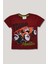 Erkek Çocuk Penye Tişört - Bordo Tough Monster Baskılı %100 Pamuk T-Shirt - 8-9-10-11-12-13 Yaş 1