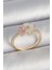 Pirinç Gold Renk Beyaz Mineli Pembe Zirkon Taşlı Çiçek Model Kadın Yüzük - TJ-BYK3709 1