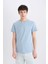 %100 Pamuk Slim Fit Dar Kesim Bisiklet Yaka Baskılı Kısa Kollu Tişört E0577AX25SM 3
