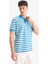 %100 Pamuk Regular Fit Polo Yaka Kısa Kollu Çizgili Nakışlı Pike Tişört E2631AX25SM 4