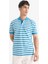 %100 Pamuk Regular Fit Polo Yaka Kısa Kollu Çizgili Nakışlı Pike Tişört E2631AX25SM 5