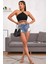 - Kadın Siyah Sırtı Açık Boyundan Çapraz Bağlamalı Crop Top Bluz 3