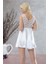 Beyaz Dantelli Saten Gecelik - M-395 2