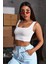Kadın Beyaz Kalın Askılı Crop Top Büstiyer 4