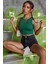 - Kadın Yeşil Kare Yaka Crop Top Bluz 5