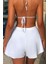 - Kadın Beyaz Yırtmaçlı Etek Görünümlü Şık Deniz Şortu 1