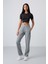 Gri Melanj Kadın Gizli Fermuar Cepli Slim Fit Klasik Paça Eşofman Alt-94148 1