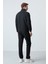 Siyah-Siyah Erkek Dik Yaka Çift Renk Slim Fit Klasik Paça Eşofman Takımı-85113 3