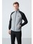 Gri Melanj-Siyah Erkek Dik Yaka Çift Renk Slim Fit Klasik Paça Eşofman Takımı-85113 4