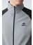 Gri Melanj-Siyah Erkek Dik Yaka Çift Renk Slim Fit Klasik Paça Eşofman Takımı-85113 6