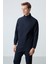 Lacivert Erkek Dik Yaka Çift Renk Slim Fit Klasik Paça Eşofman Takımı-85113 4