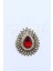Otantik Kristal Kırmızı Taşlı Broş 1