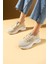 Parlak Taş Detaylı Bağcıklı Triko Rahat Taban Kadın Sneakers 36-872-25 1