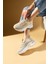 Parlak Taş Detaylı Bağcıklı Triko Rahat Taban Kadın Sneakers 36-872-25 2