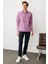 Erkek Polo Yaka Uzun Kollu Sweatshirt Lila 4
