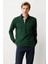 Erkek Polo Yaka Pike Dokuma Sweatshirt Yeşil 1