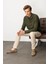 Erkek Polo Yaka Sweatshirt Haki 4