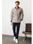 Erkek Polo Yaka Pike Dokuma Sweatshirt Bej 4