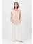 Bej Puantiye Desen Oversize Saten Gömlek 9411 3