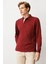Erkek Polo Yaka Pike Dokuma Sweatshirt Bordo 4